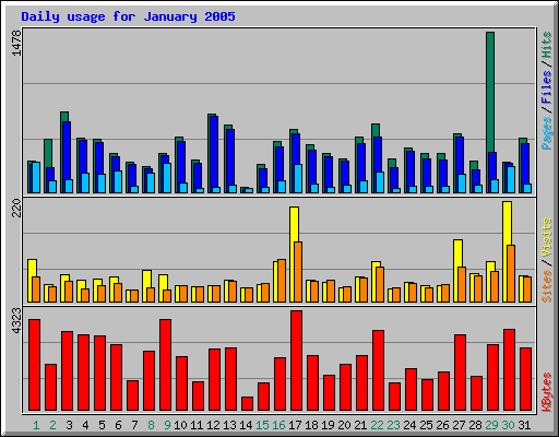 Daily usage for January 2005