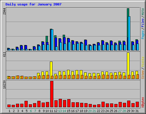 Daily usage for January 2007