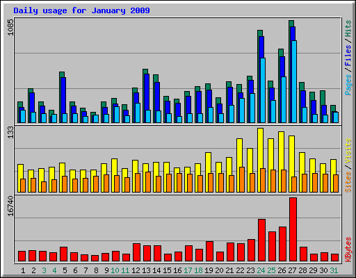Daily usage for January 2009