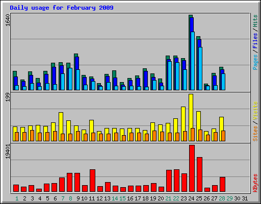 Daily usage for February 2009