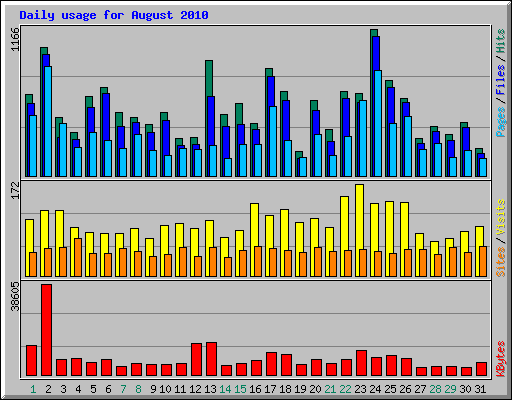 Daily usage for August 2010