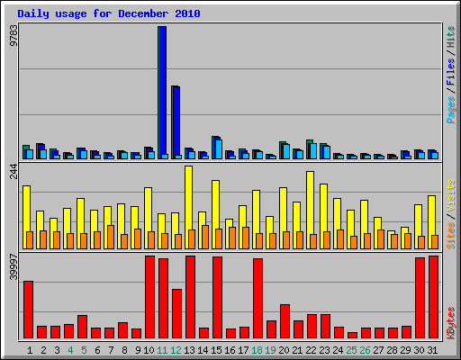 Daily usage for December 2010