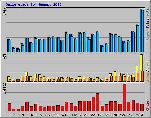 Daily usage for August 2015