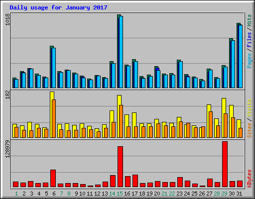 Daily usage for January 2017