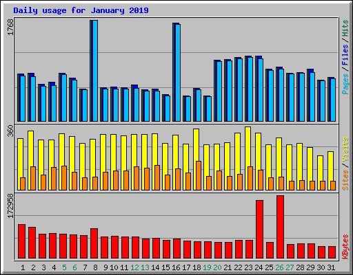 Daily usage for January 2019