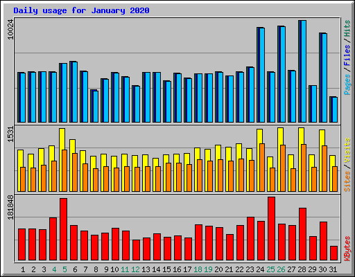 Daily usage for January 2020