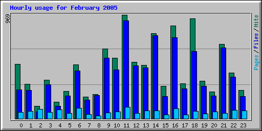 Hourly usage for February 2005
