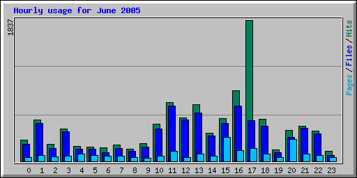 Hourly usage for June 2005