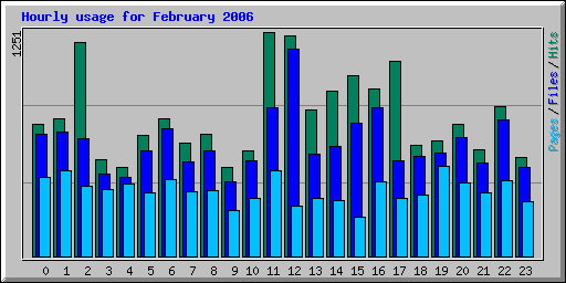Hourly usage for February 2006