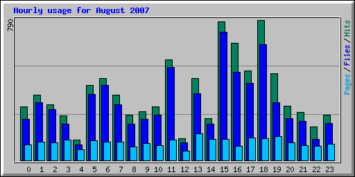 Hourly usage for August 2007