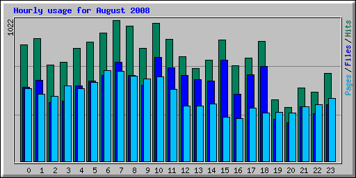 Hourly usage for August 2008