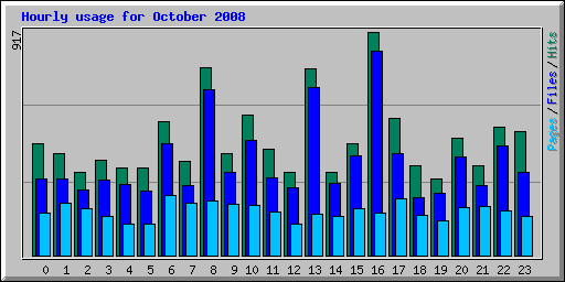 Hourly usage for October 2008