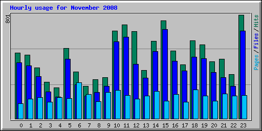 Hourly usage for November 2008