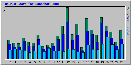 Hourly usage for December 2008