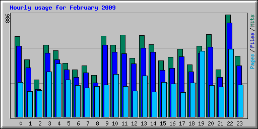 Hourly usage for February 2009