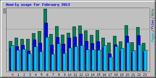 Hourly usage for February 2013