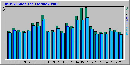 Hourly usage for February 2016