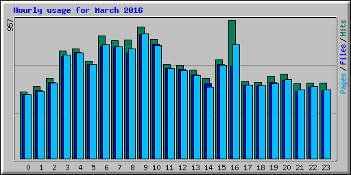 Hourly usage for March 2016